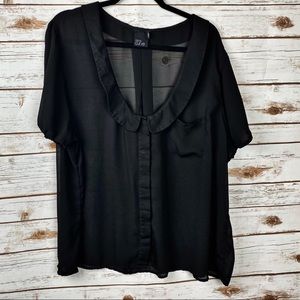 COPY - ASOS Curve Black Short Sleeve top with Peter Pan Collar Sz.20